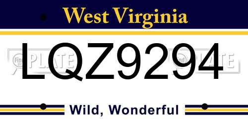 LQZ9294 West Virginia License Plate