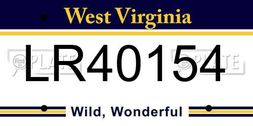 LR40154 West Virginia License Plate