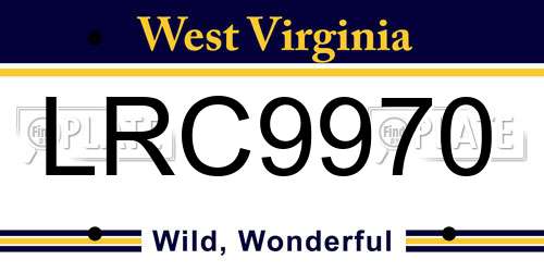 LRC9970 West Virginia License Plate