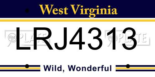 LRJ4313 West Virginia License Plate