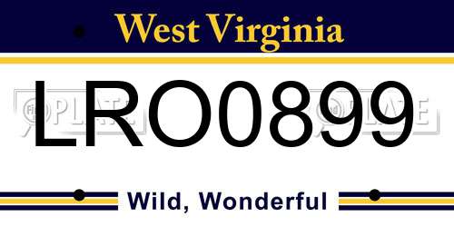 LRO0899 West Virginia License Plate