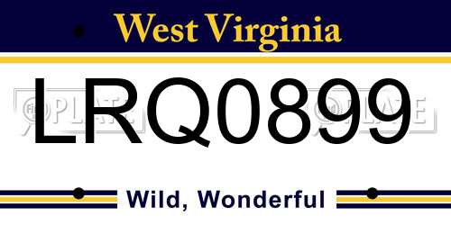LRQ0899 West Virginia License Plate