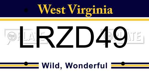 LRZD49 West Virginia License Plate