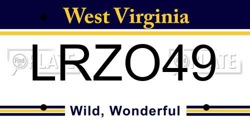 LRZO49 West Virginia License Plate