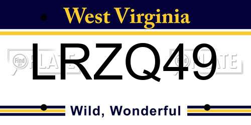 LRZQ49 West Virginia License Plate