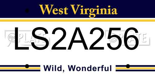 LS2A256 West Virginia License Plate