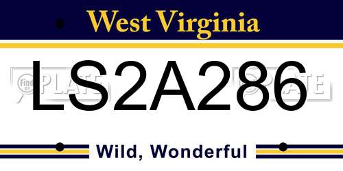 LS2A286 West Virginia License Plate