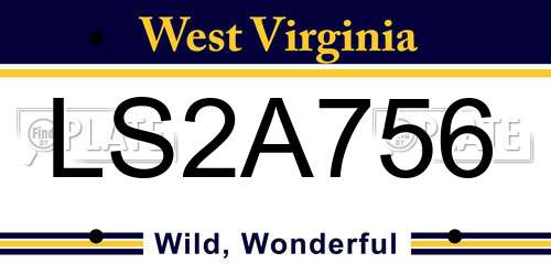 LS2A756 West Virginia License Plate