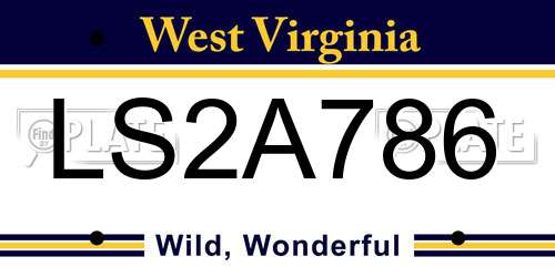 LS2A786 West Virginia License Plate