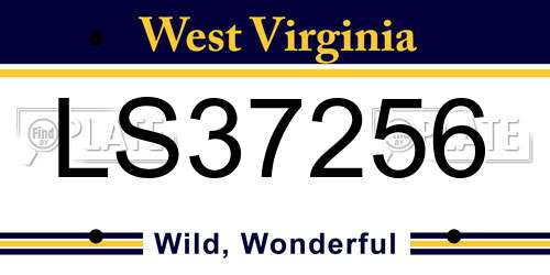LS37256 West Virginia License Plate