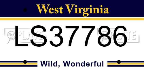 LS37786 West Virginia License Plate