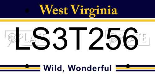 LS3T256 West Virginia License Plate