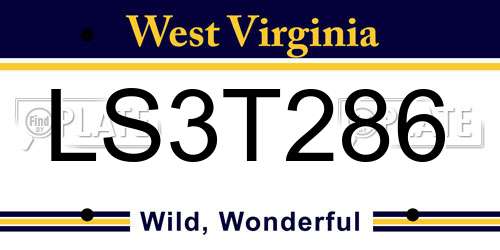 LS3T286 West Virginia License Plate