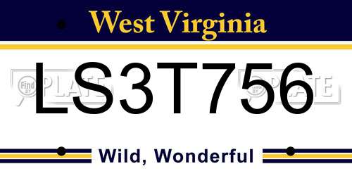 LS3T756 West Virginia License Plate