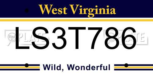 LS3T786 West Virginia License Plate