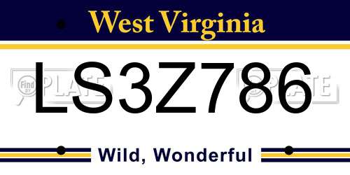 LS3Z786 West Virginia License Plate