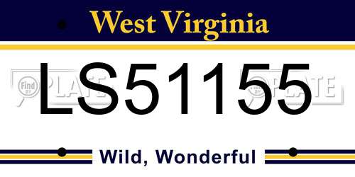 LS51155 West Virginia License Plate