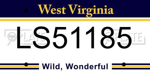 LS51185 West Virginia License Plate