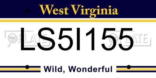 LS5I155 West Virginia License Plate