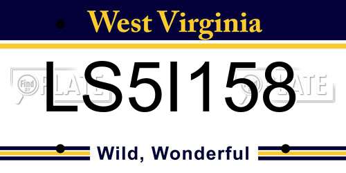 LS5I158 West Virginia License Plate