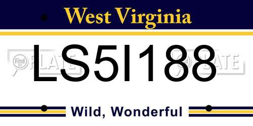 LS5I188 West Virginia License Plate