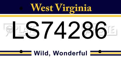 LS74286 West Virginia License Plate