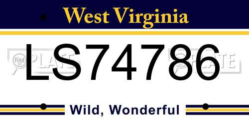 LS74786 West Virginia License Plate