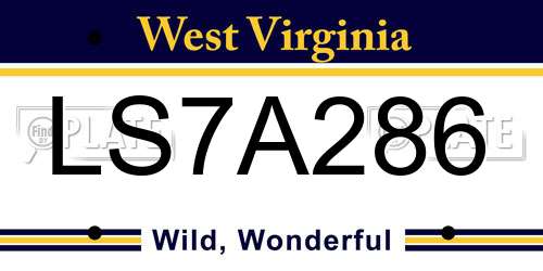 LS7A286 West Virginia License Plate