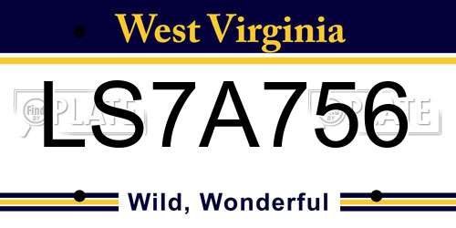 LS7A756 West Virginia License Plate