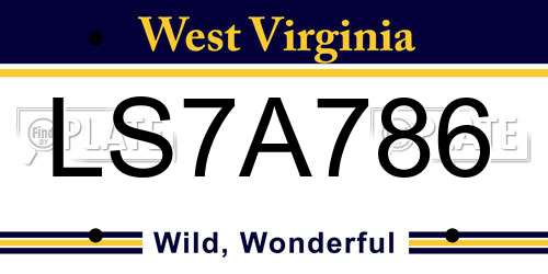 LS7A786 West Virginia License Plate