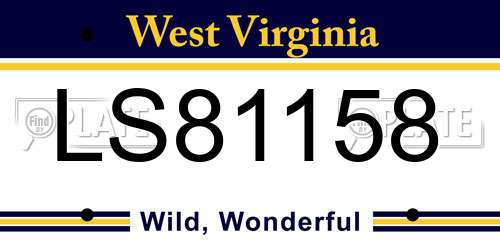 LS81158 West Virginia License Plate