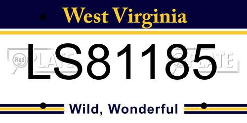 LS81185 West Virginia License Plate