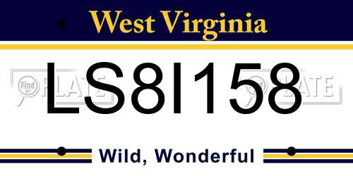 LS8I158 West Virginia License Plate