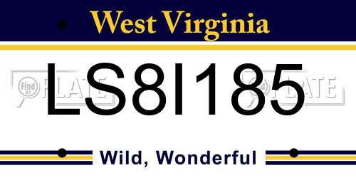 LS8I185 West Virginia License Plate