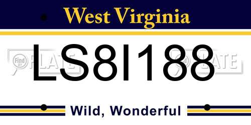 LS8I188 West Virginia License Plate