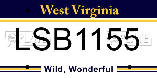 LSB1155 West Virginia License Plate