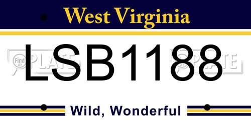 LSB1188 West Virginia License Plate