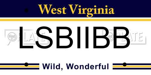 LSBIIBB West Virginia License Plate