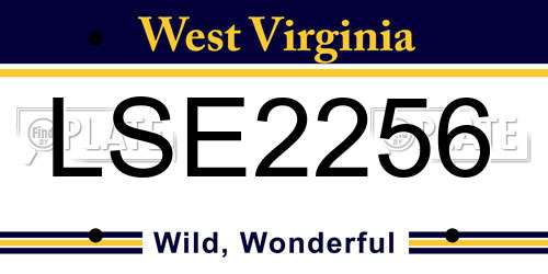 LSE2256 West Virginia License Plate