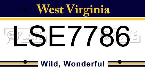 LSE7786 West Virginia License Plate
