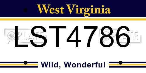 LST4786 West Virginia License Plate