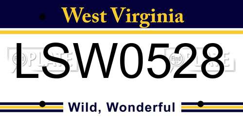 LSW0528 West Virginia License Plate
