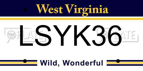 LSYK36 West Virginia License Plate