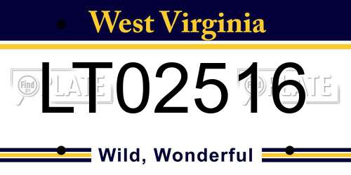 LT02516 West Virginia License Plate