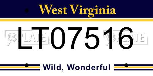 LT07516 West Virginia License Plate