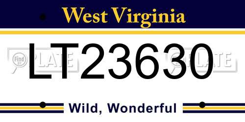 LT23630 West Virginia License Plate