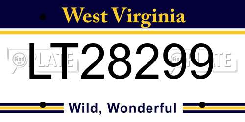 LT28299 West Virginia License Plate