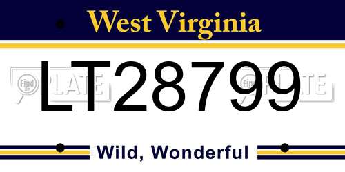 LT28799 West Virginia License Plate