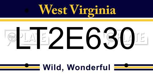 LT2E630 West Virginia License Plate