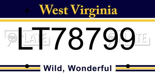 LT78799 West Virginia License Plate